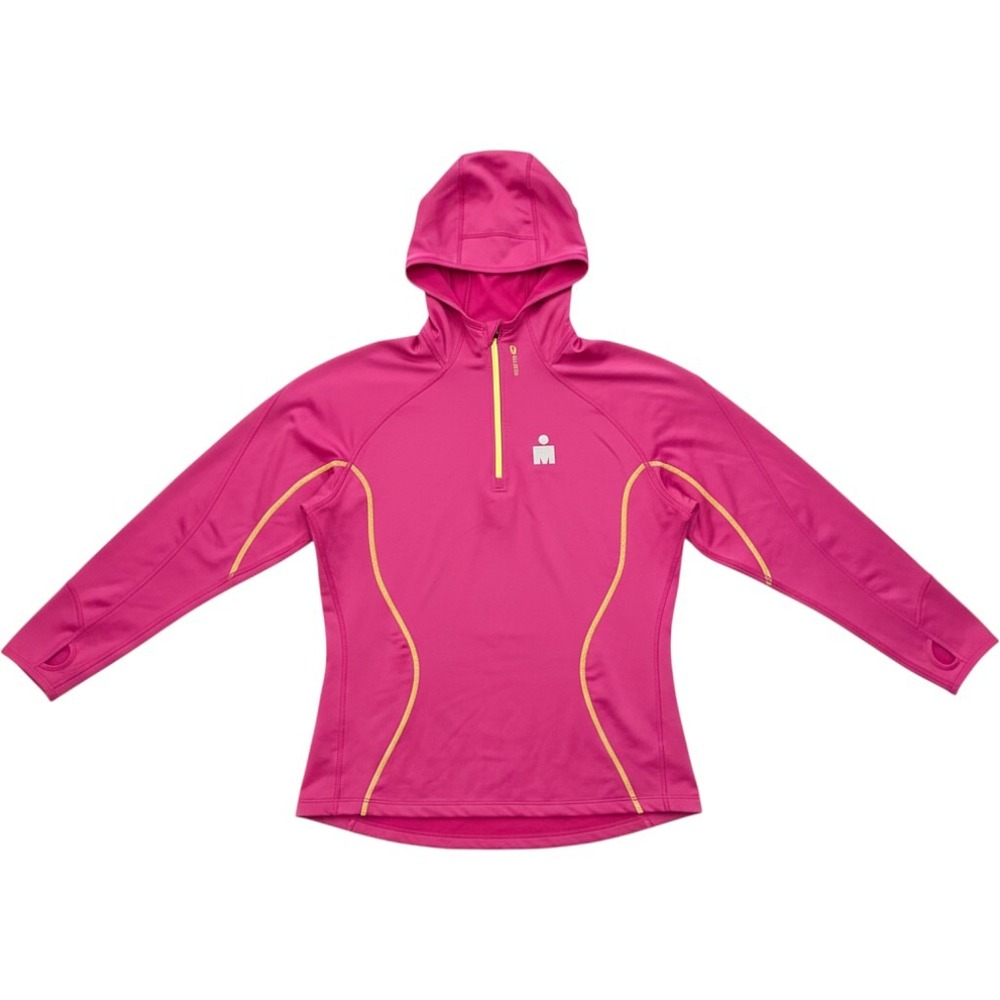 Sugoi Ironman Hoodie Women Small Pink Good Quarter Zip Thumbholes Reflective